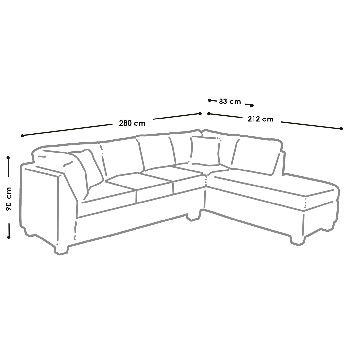 Sofá seccional Derecho Padua Velvet Burdeo Latam Home