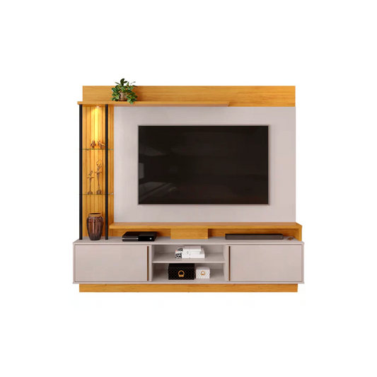Home TV 70" Martino 2 Puertas Café Claro Gris Di Poretti
