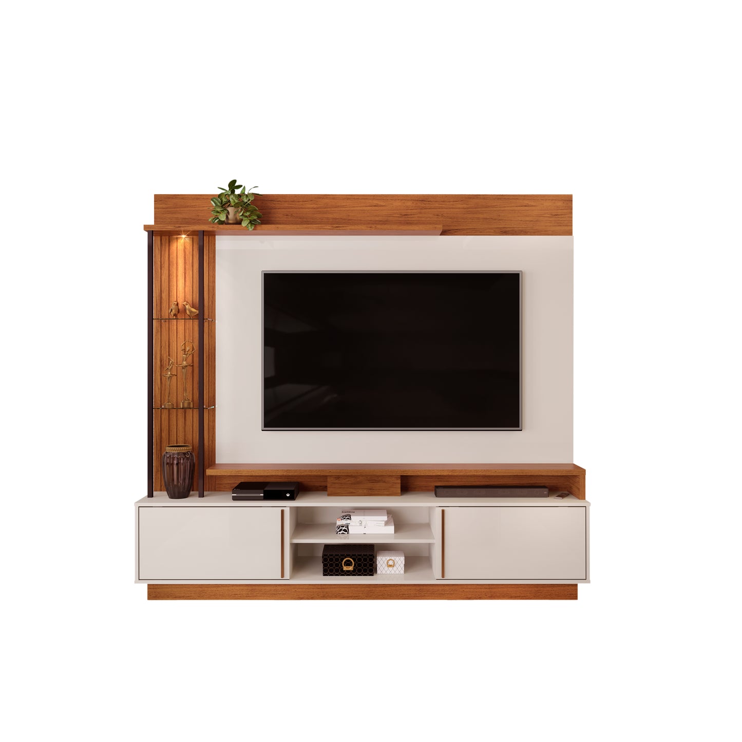 Home TV 70" Martino 2 Puertas Café Oscuro Gris Di Poretti