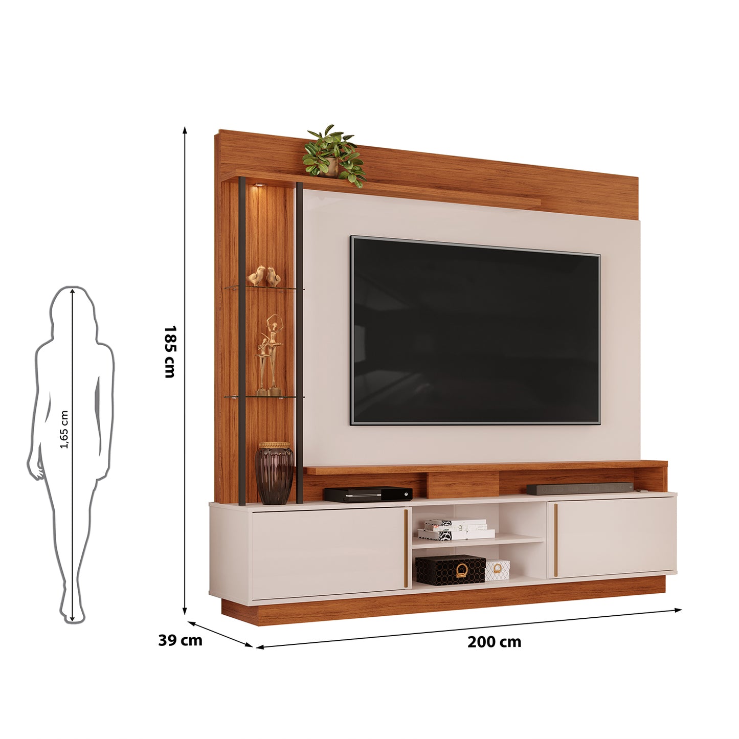Home TV 70" Martino 2 Puertas Café Oscuro Gris Di Poretti