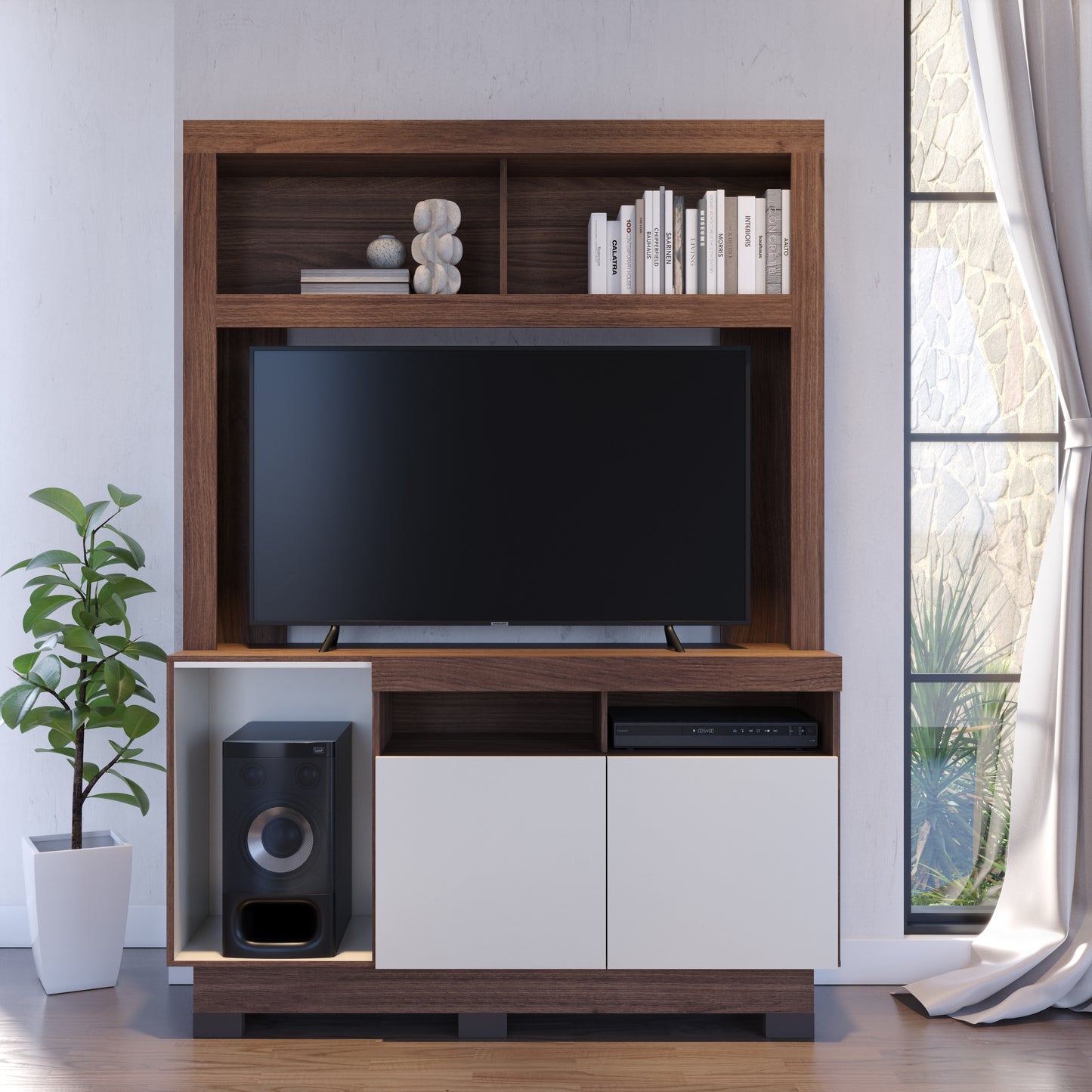 Estante Ambar Nogueira Real Off White Altavision