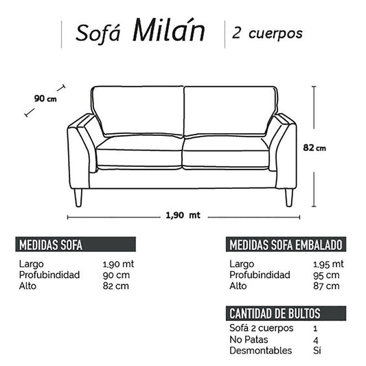 Sofá 2 Cuerpos Milán Velvet Chocolate Latam Home