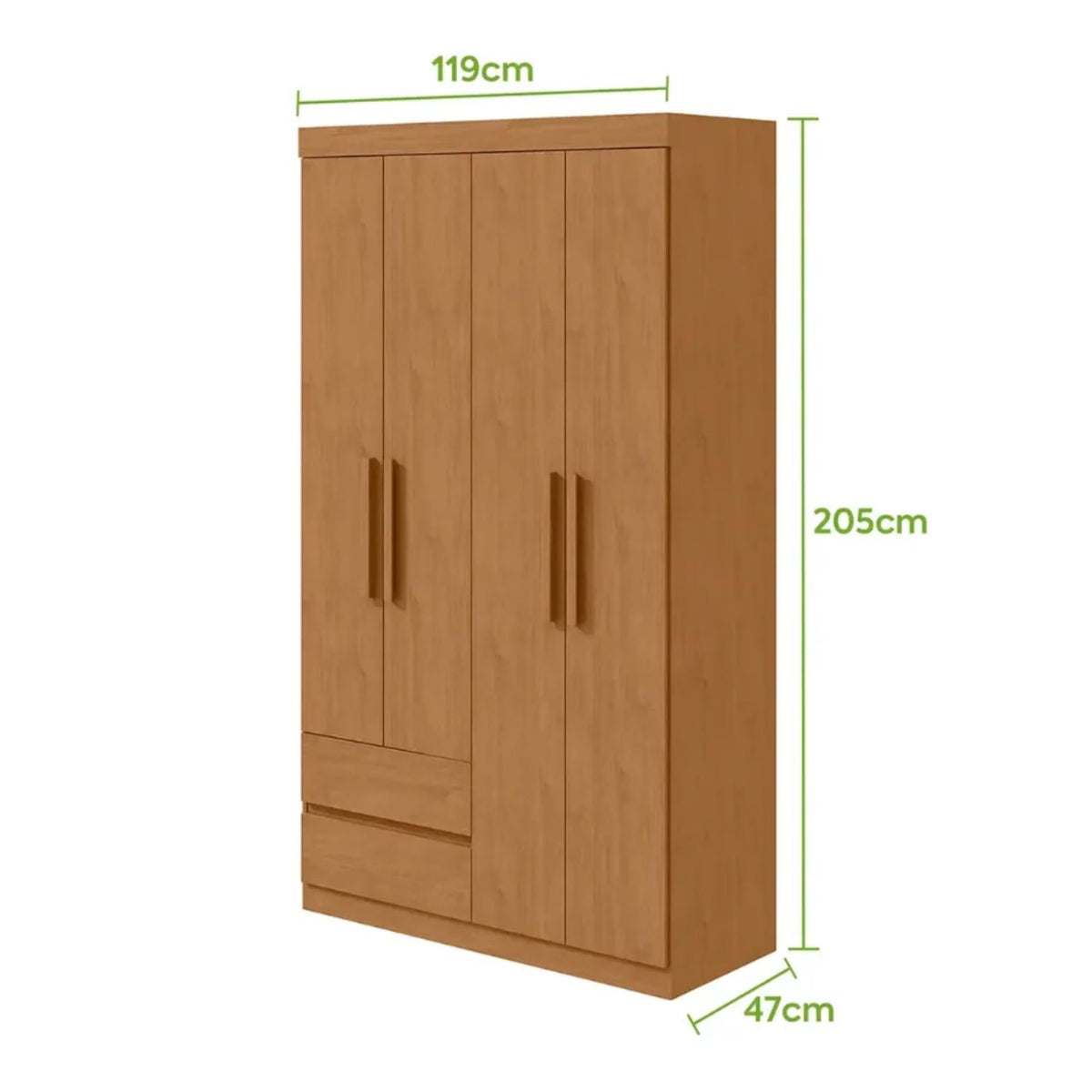 Clóset Zeus 4 Puertas 2 Cajones Cinamomo Di Poretti