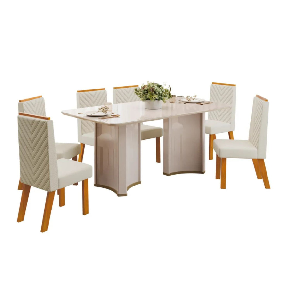 Juego de Comedor Liz 6 Sillas Beige Di Poretti