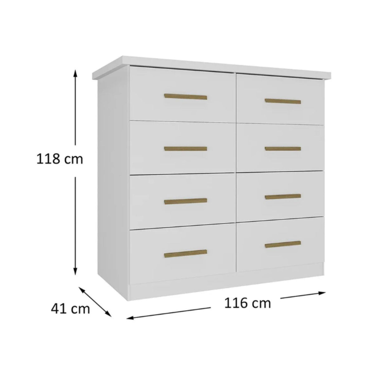 Cómoda Magnus 8 Cajones Blanco Di Poretti