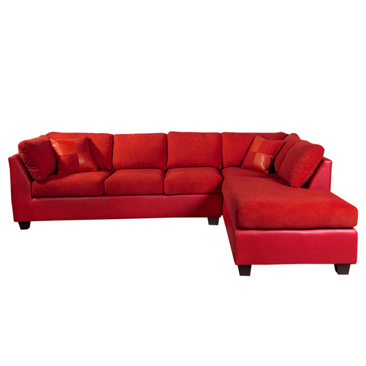 Sofá seccional Derecho Padua Velvet Burdeo /PU Rojo Latam Home