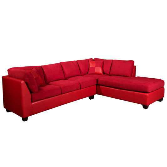 Sofá seccional Derecho Padua Velvet Burdeo /PU Rojo Latam Home