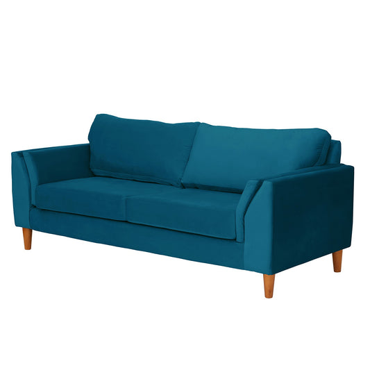 Sofá 3 Cuerpos Milán Velvet Azul Petroleo Latam Home