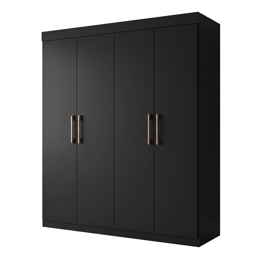Clóset Paris 4 Puertas 2 Cajones Negro Di Poretti