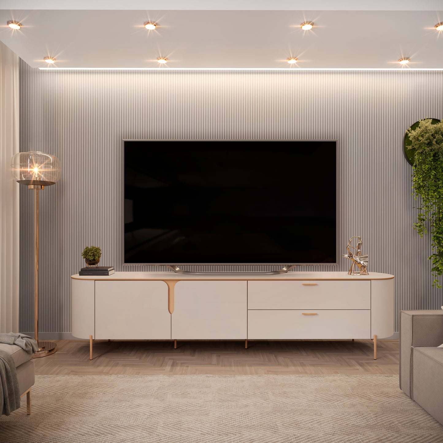 Rack Tv Celine 70" 2C 2P Off Di Poretti