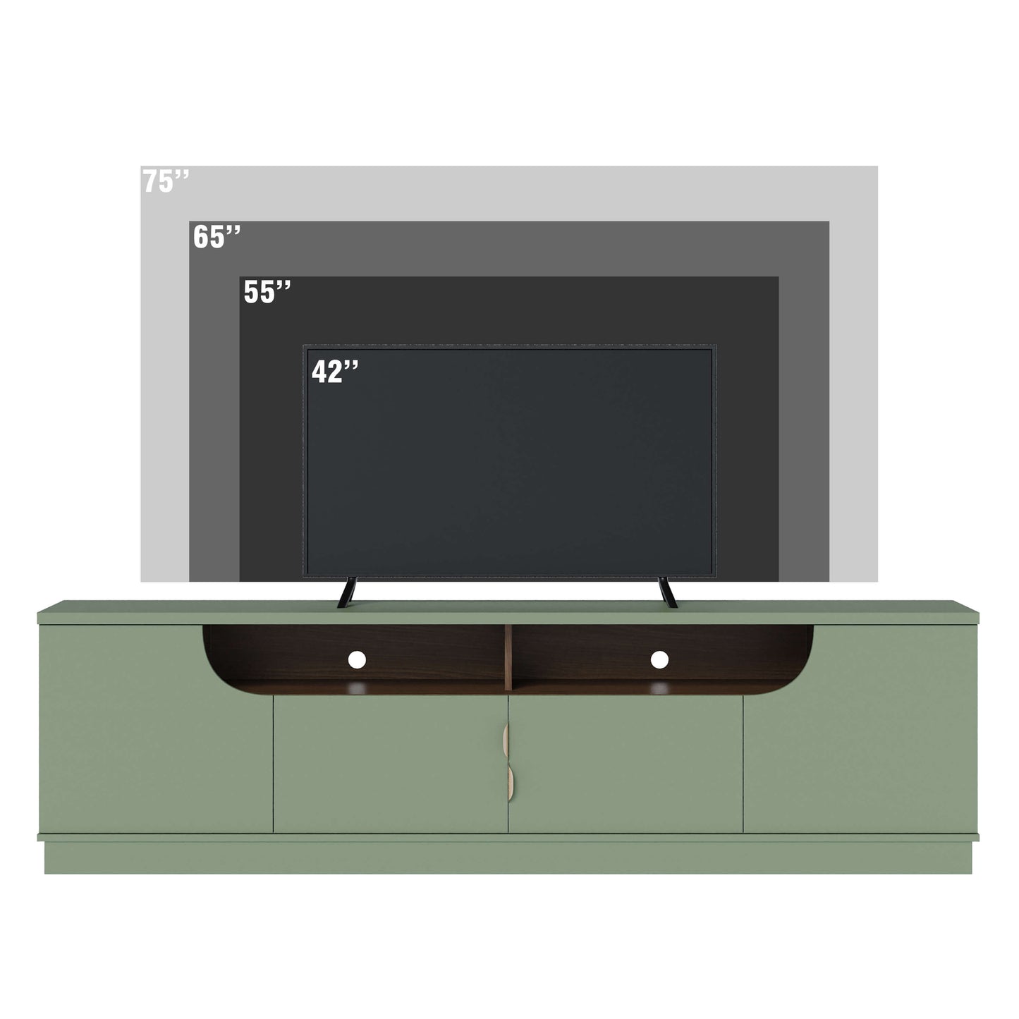 Rack TV Santorini 75" 4P Verde Di Poretti