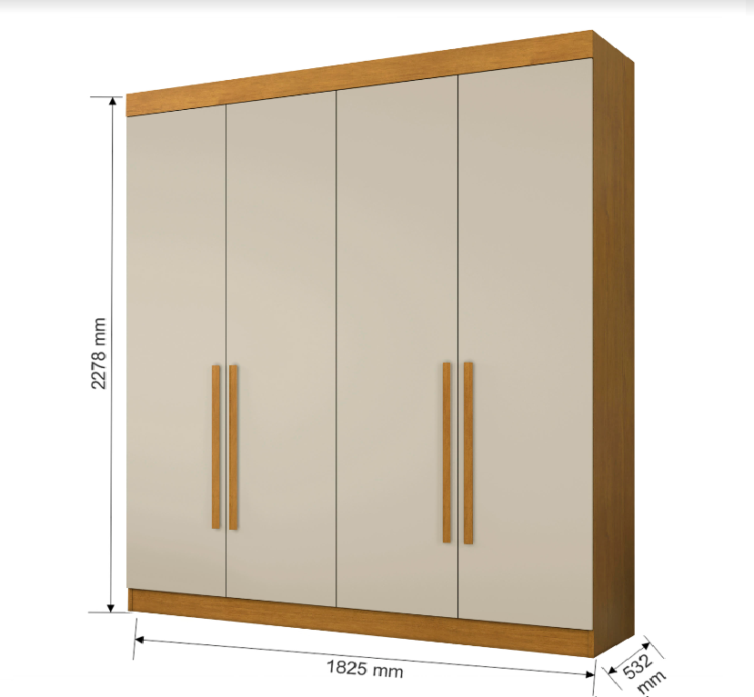 Clóset 4 Puertas 3 Cajones Itaguara Café/Beige Di Poretti