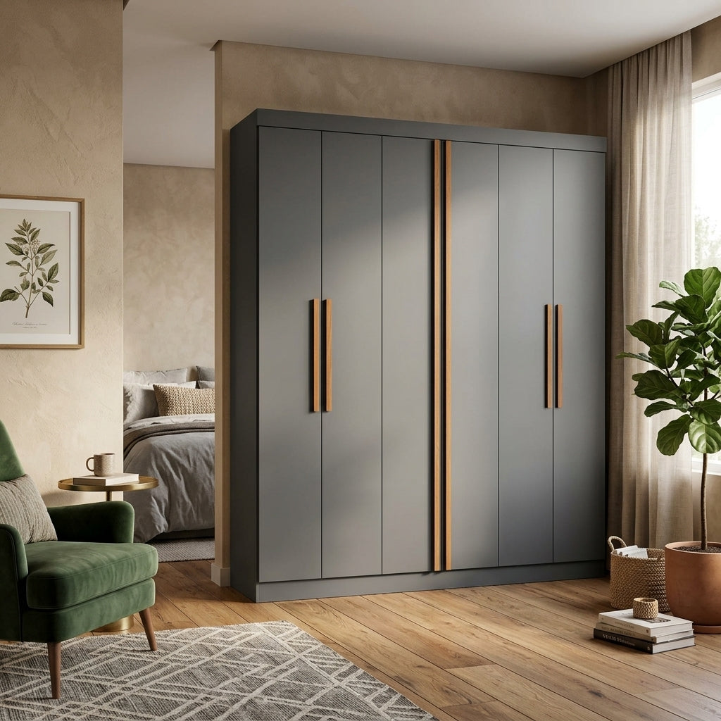 Clóset Titanium 6 Puertas 4 Cajones Gris Di Poretti