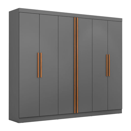 Clóset Titanium 6 Puertas 4 Cajones Gris Di Poretti