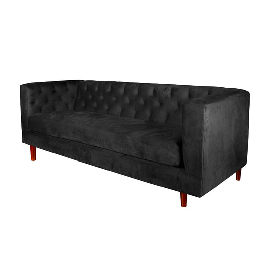 Sofá 3 Cuerpos Brescia Velvet Negro Latam Home