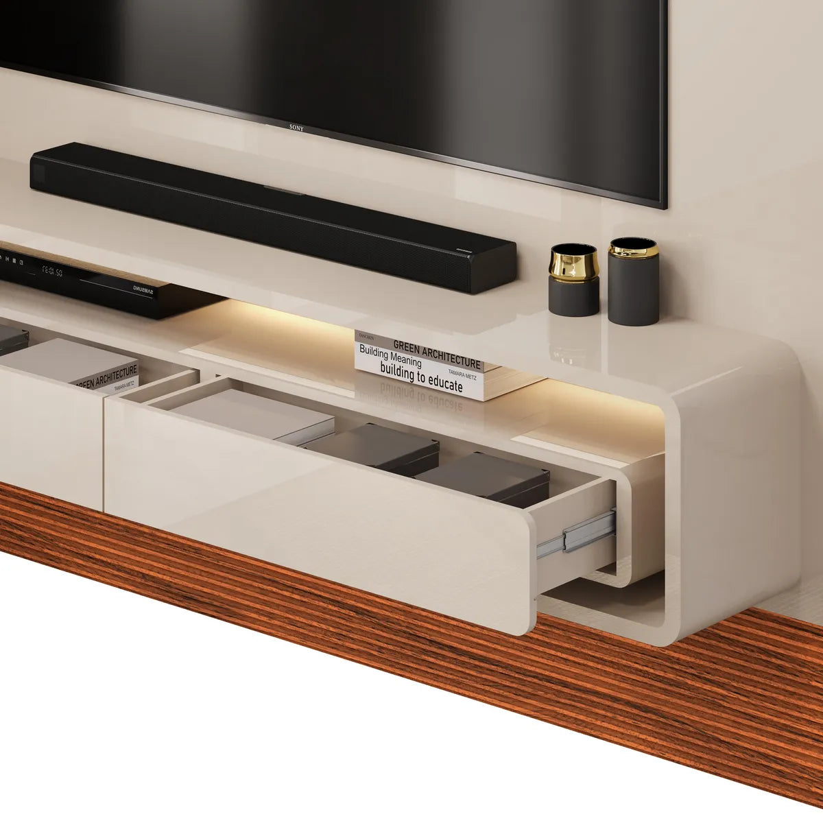Panel TV 70" Taylor Off White Freijo Altavisión