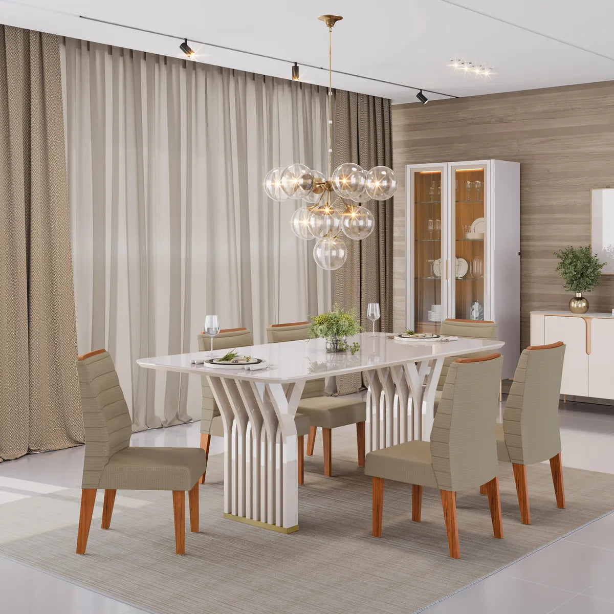 Comedor 6 sillas Yara Blanco Off White Altavisión