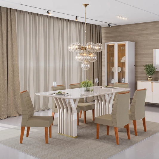 Comedor 6 sillas Yara Blanco Off White Altavisión