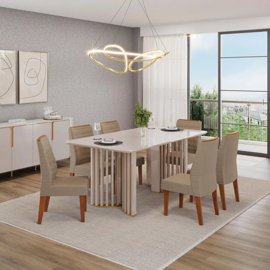 Comedor 6 sillas Luma Blanco Off White Altavisión